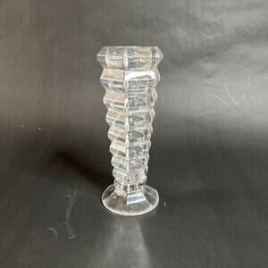 Vintage Art Deco Stacked Glass Vase / Candle Holder – Hexagonal Crystal Form